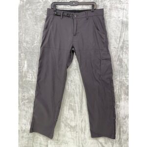 PrAna Pants Mens 34x30 Zion Stretch Gray Hiking Outdoor Cargo Roll Tab Hike HOLE